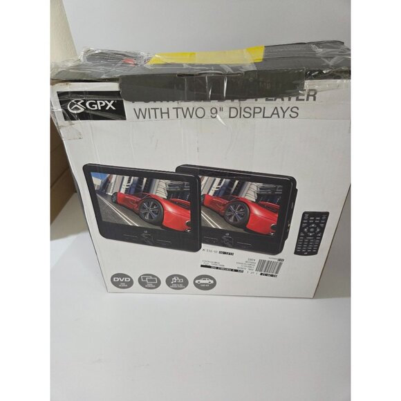 GPX Portable DVD Player With Two 9" Displays & Remote Control - Picture 1 of 6